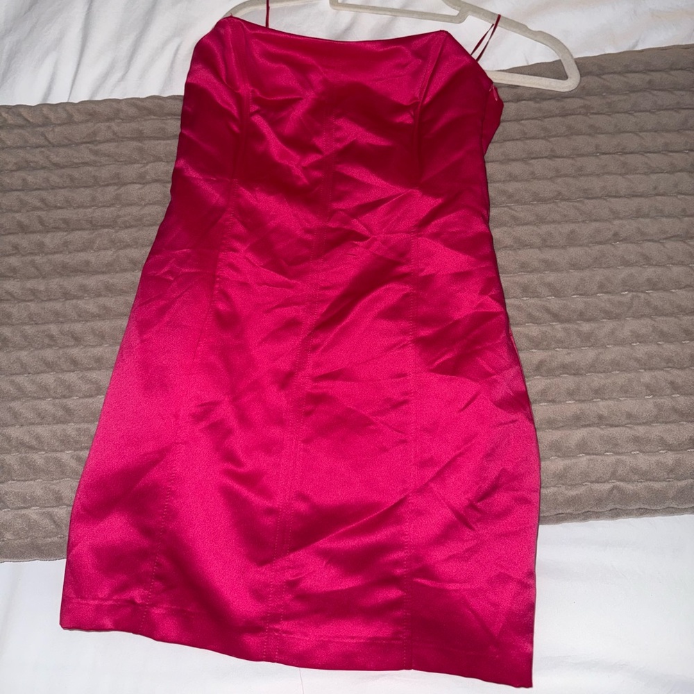 Zara Satin Effect Strapless Mini Dress